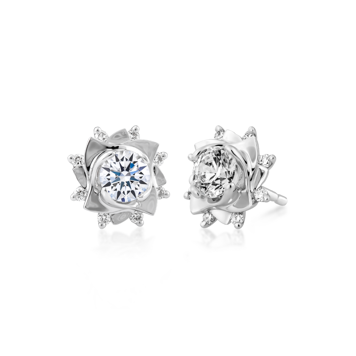 Ổ Bông kim cương tấm platinum 950 Jasmine S 3C