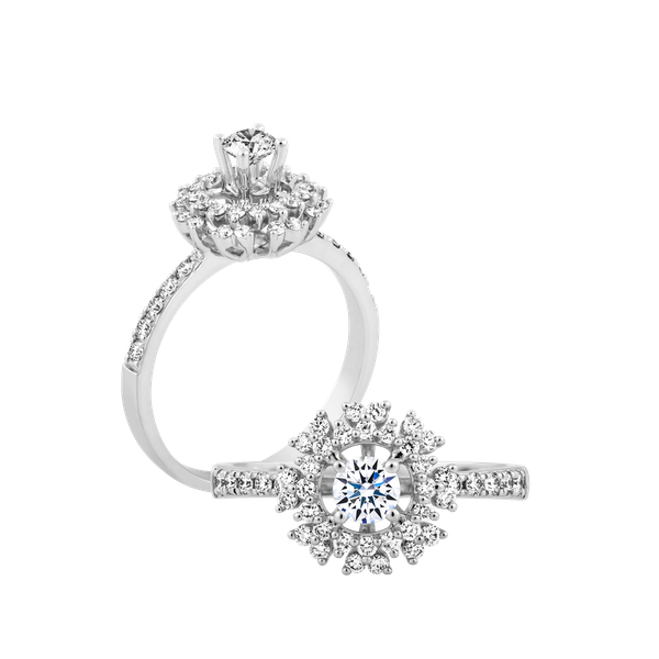 Nhẫn nữ kim cương 8 Hearts & Arrows vàng 14K Begonia H&A 2C