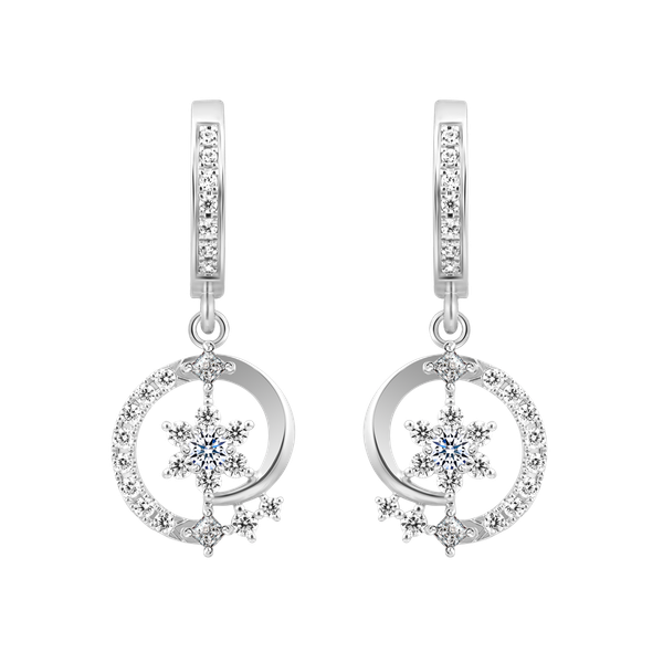 Hoa tai đính đá CZ vàng 10K Circulate