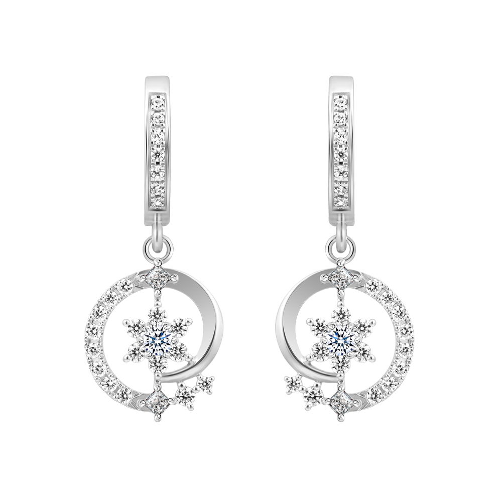 Hoa tai đính đá CZ vàng 10K Circulate