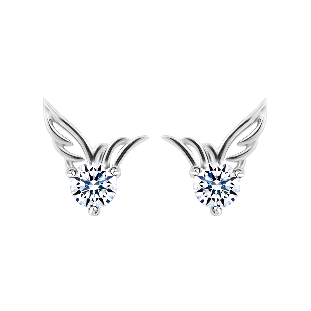 Hoa tai đính đá CZ vàng 18K Pigeon 2C