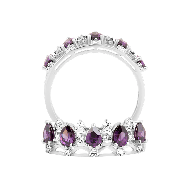 Nhẫn nữ đính đá màu Amethyst vàng 14K Encanto S.AME