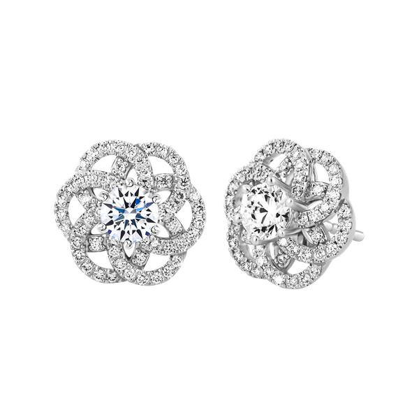 Hoa tai kim cương 8 Hearts & Arrows vàng 14K Sincere H&A 2C