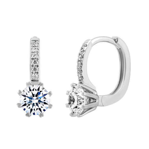 Hoa tai kim cương tấm vàng 14K Carita 5C