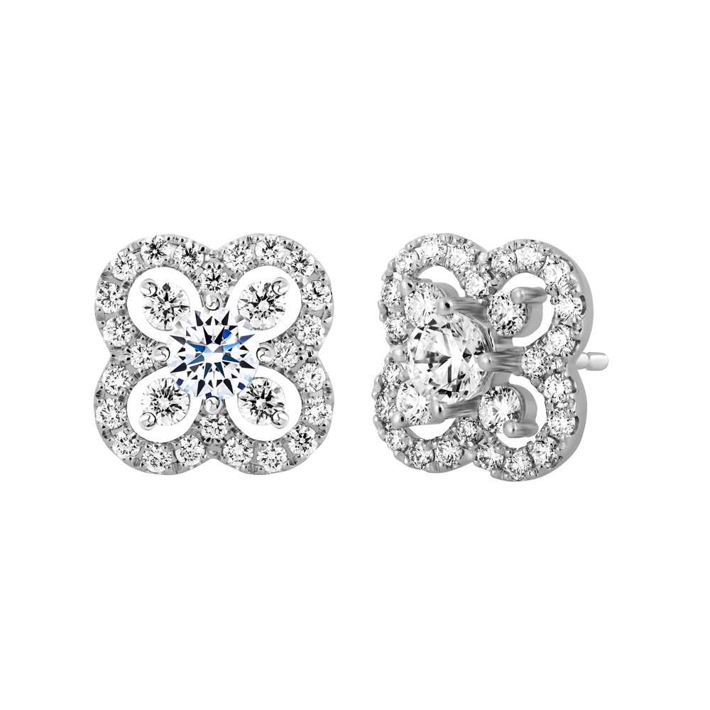 Hoa tai kim cương tấm vàng 14K Cherishing 3C