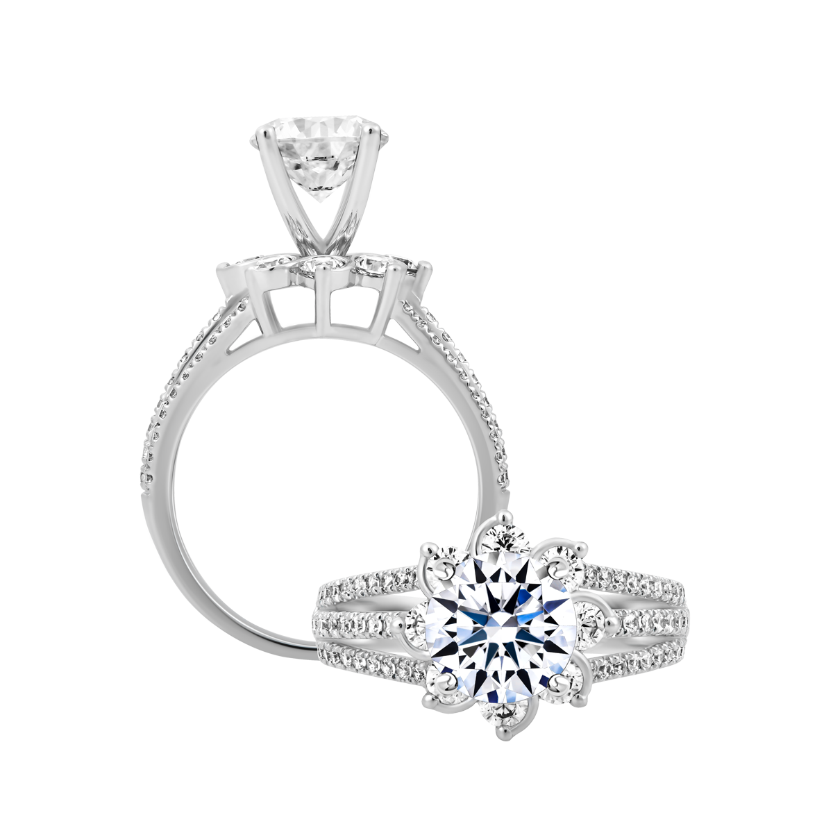 Nhẫn nữ kim cương tấm vàng 14K Variety 1.5CT