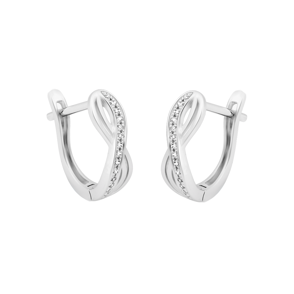 Hoa tai đính đá CZ vàng 18K Infinity