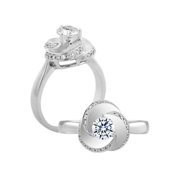 Ổ nhẫn nữ kim cương tấm vàng 14K Hatful 3C