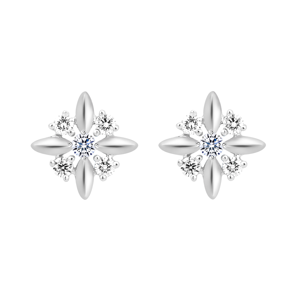 Hoa tai kim cương viên vàng 14K Propitious A TD