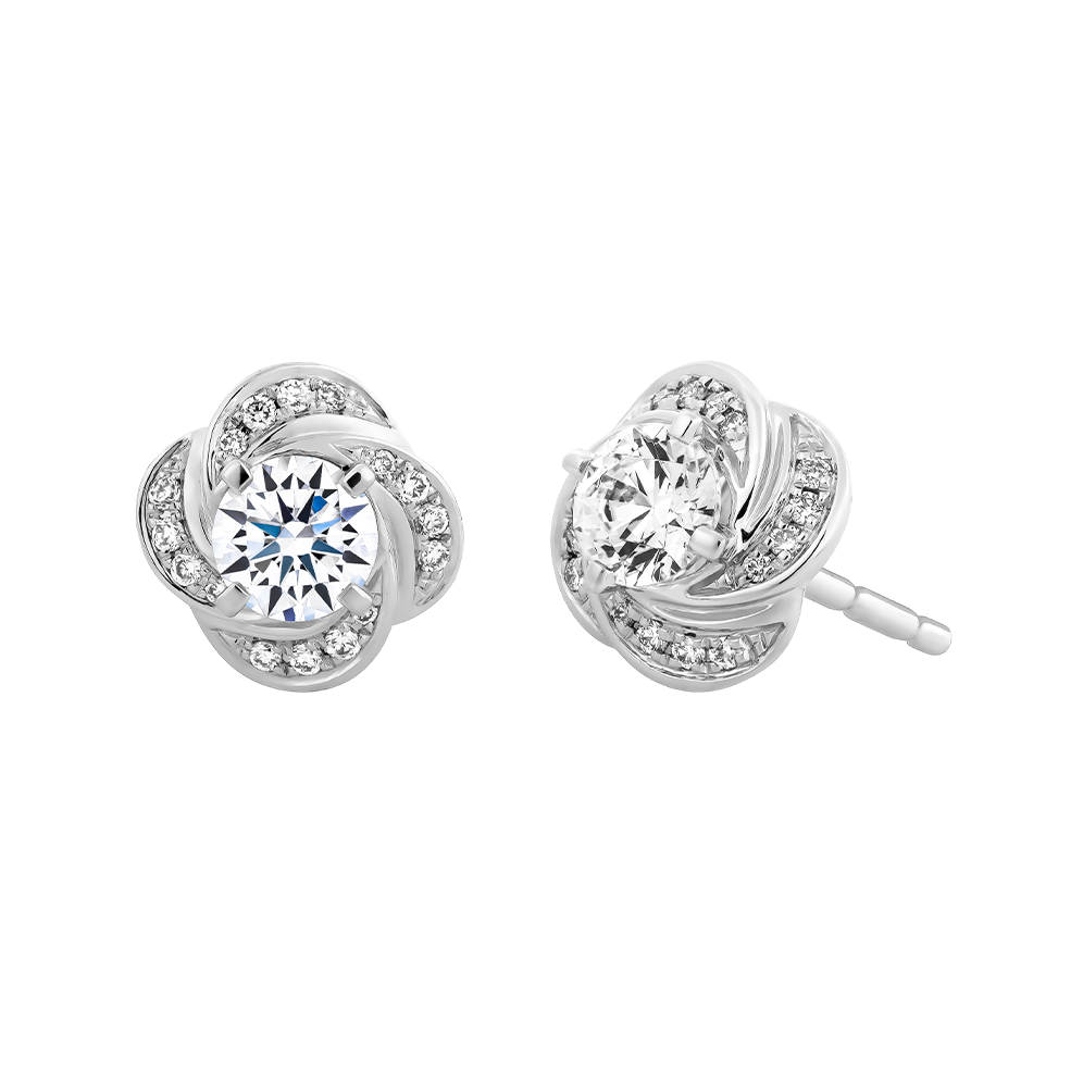 Hoa tai kim cương 8 Hearts & Arrows vàng 14K Canzon H&A 2C GVER0092486