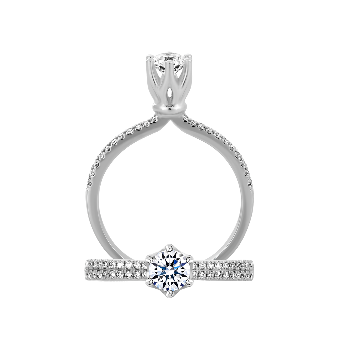 Nhẫn nữ kim cương 8 Hearts & Arrows vàng 14K Enliven H&A 3C