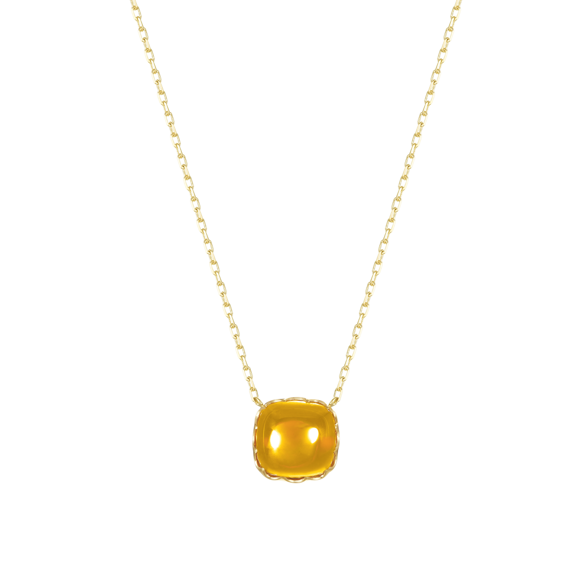 Dây liền mặt đính đá màu Champagne vàng 14K Candie S.Cha