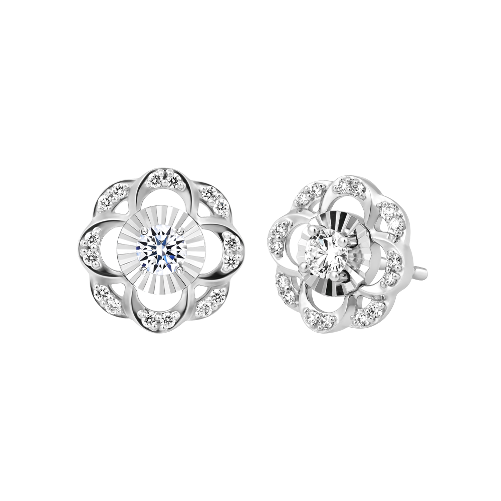 Hoa tai kim cương vàng 14K Gloxinia 10p