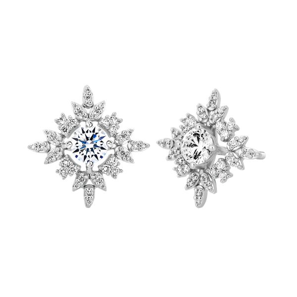 Hoa tai kim cương viên vàng 14K Entirely GIA 3C