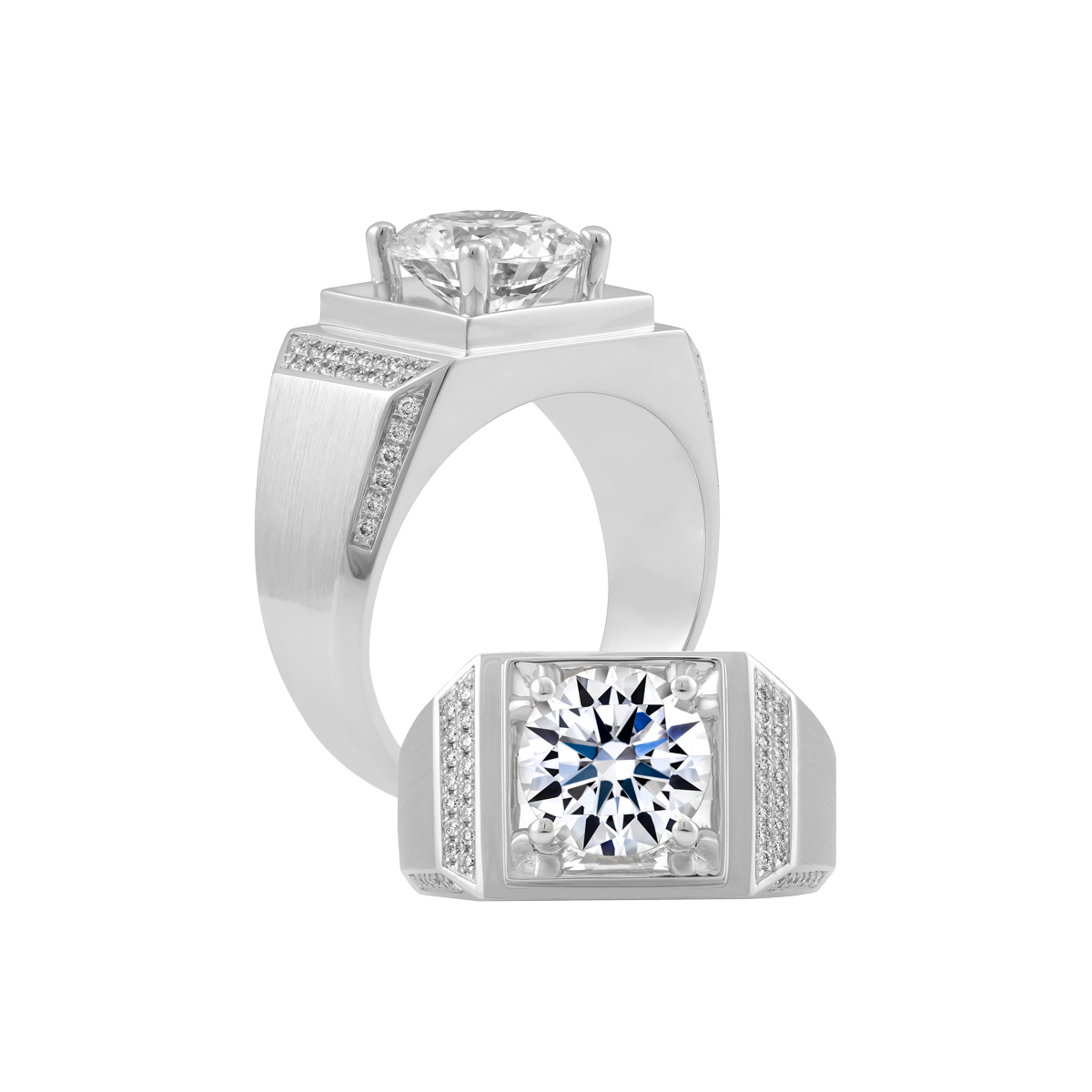 Nhẫn nam kim cương tấm vàng 14K LX570 3CT W
