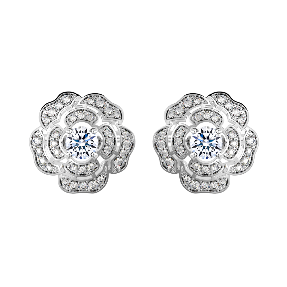 Hoa tai đính đá CZ vàng 10K Rosing 5C