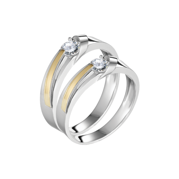 Nhẫn cưới nữ đính đá CZ vàng 14K Bleeper N2C F