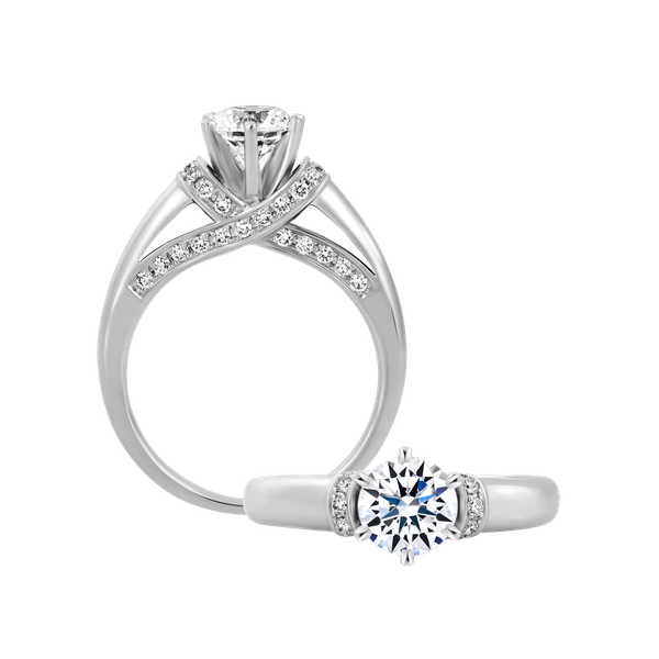 Ổ nhẫn nữ kim cương tấm vàng 14K Chalky 2CT