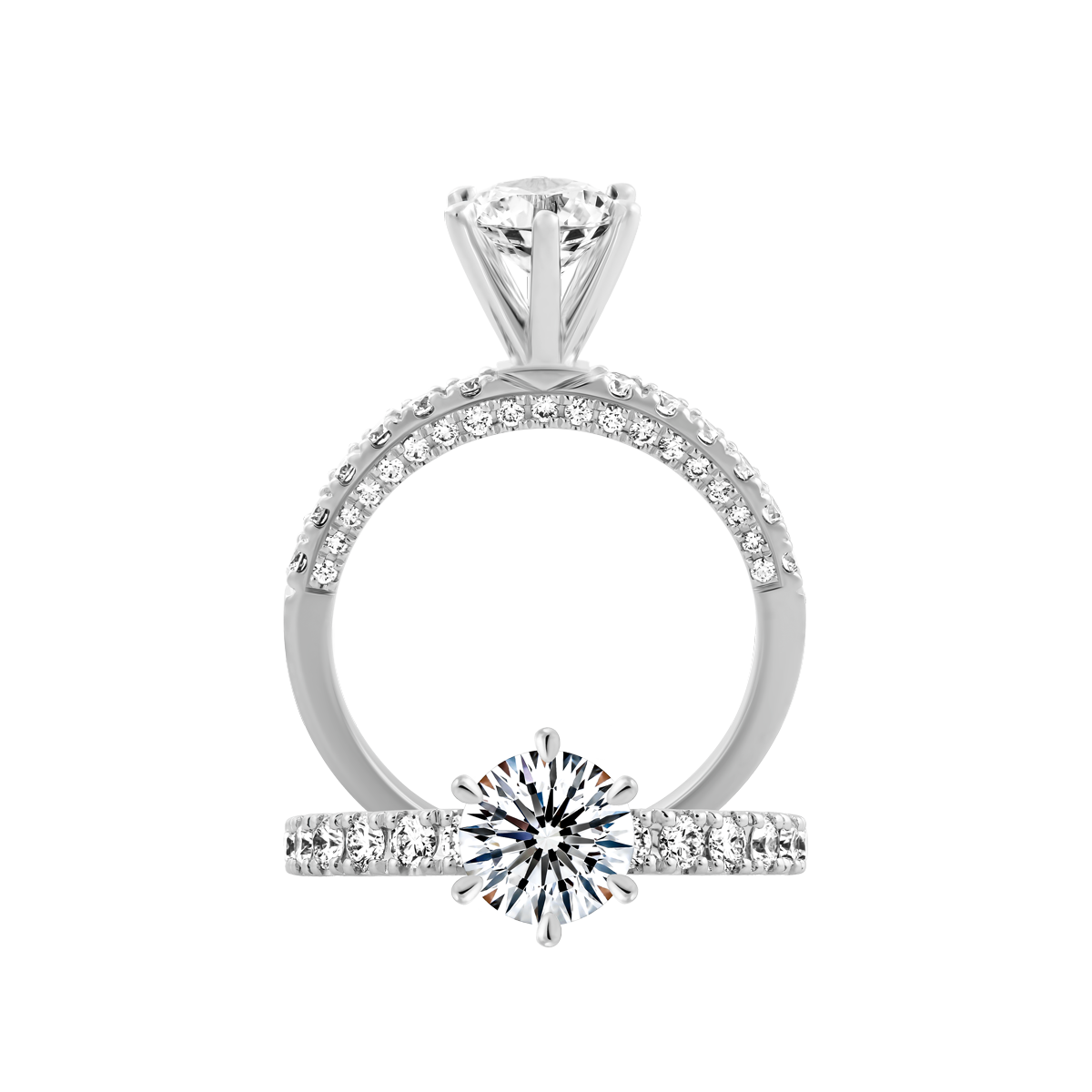 Ổ nhẫn nữ kim cương tấm vàng 14K Ganish 5C