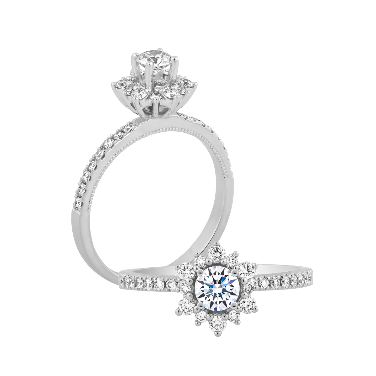 Nhẫn nữ kim cương 8 Hearts & Arrows vàng 14K Emma H&A 3C