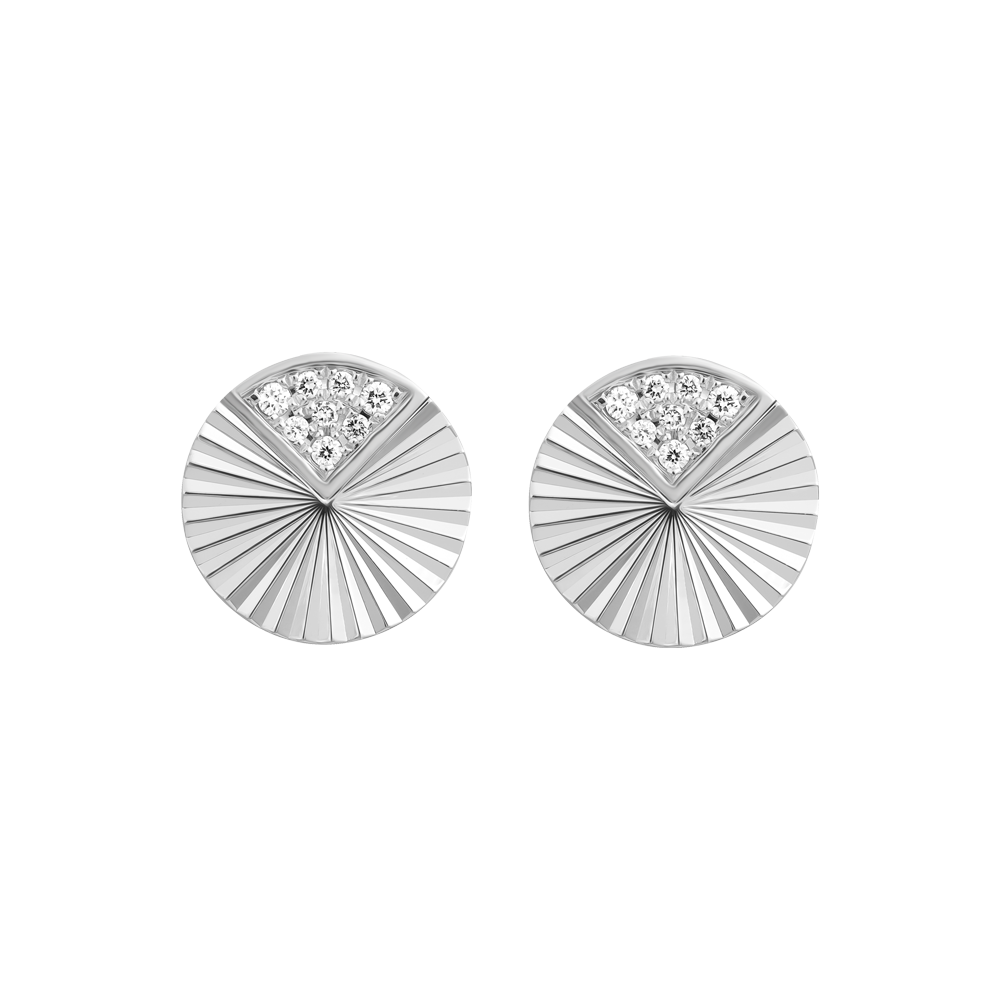Hoa tai kim cương viên vàng 14K Concentric
