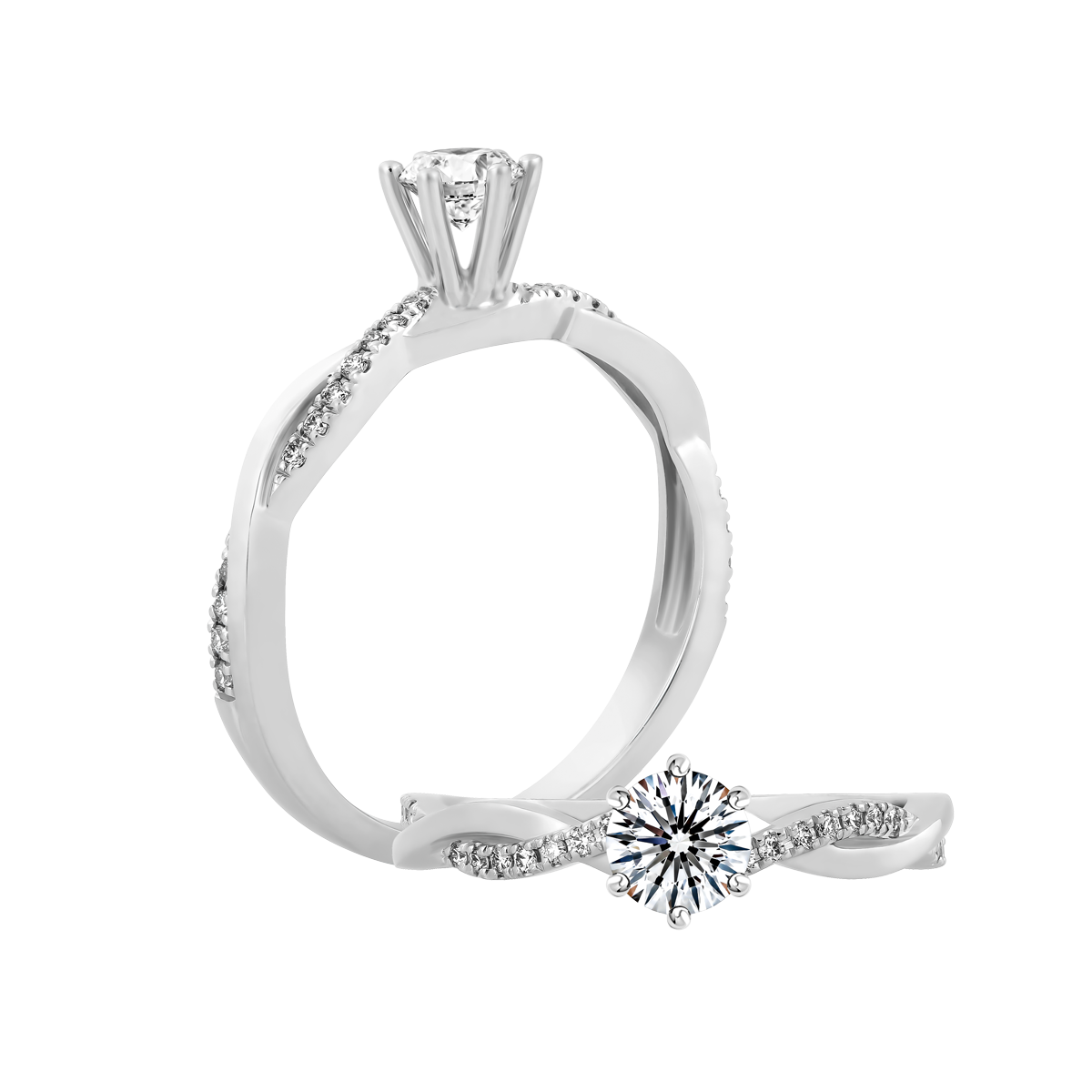 Nhẫn nữ kim cương 8 Hearts & Arrows vàng 14K Zemora H&A 3C