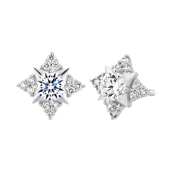 Hoa tai kim cương 8 Hearts & Arrows vàng 14K Floressa H&A 3C