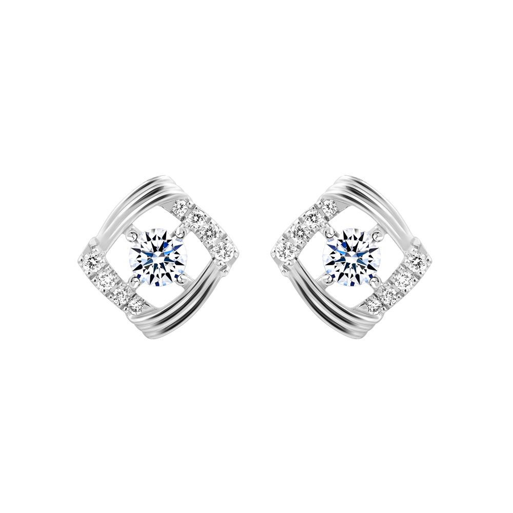 Hoa tai kim cương 8 Hearts & Arrows vàng 14K Delicato H&A 2C GVER0108246