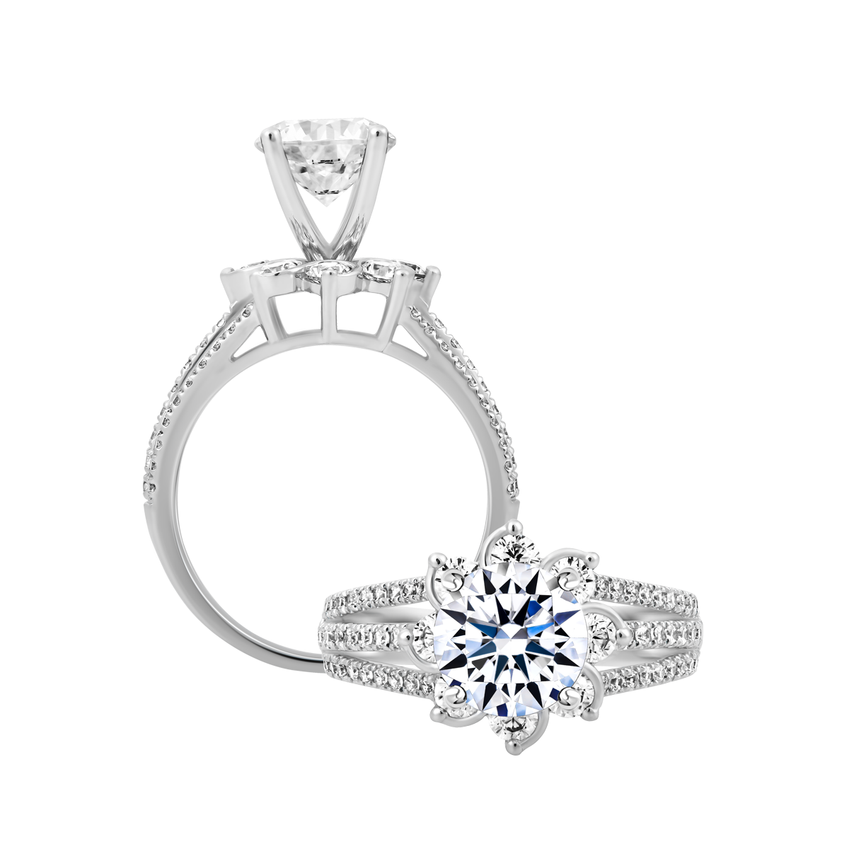 Nhẫn nữ kim cương tấm vàng 14K Variety 1.5CT