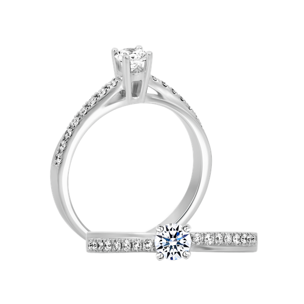 Nhẫn nữ kim cương 8 Hearts & Arrows vàng 14K Valuable H&A 2C
