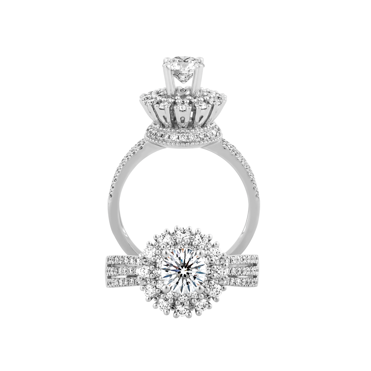 Ổ nhẫn nữ kim cương tấm vàng 14K Calantha 1CT