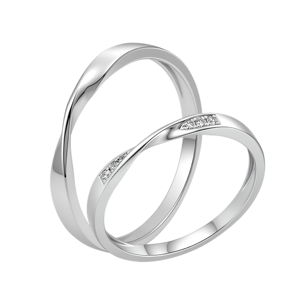 Nhẫn cưới nữ kim cương viên vàng 14K Buckling F