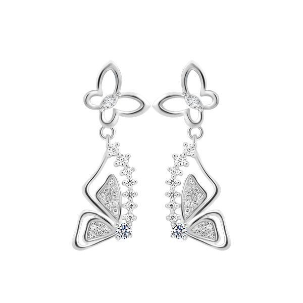 Hoa tai đính đá CZ vàng 10K Lightly Butterfly