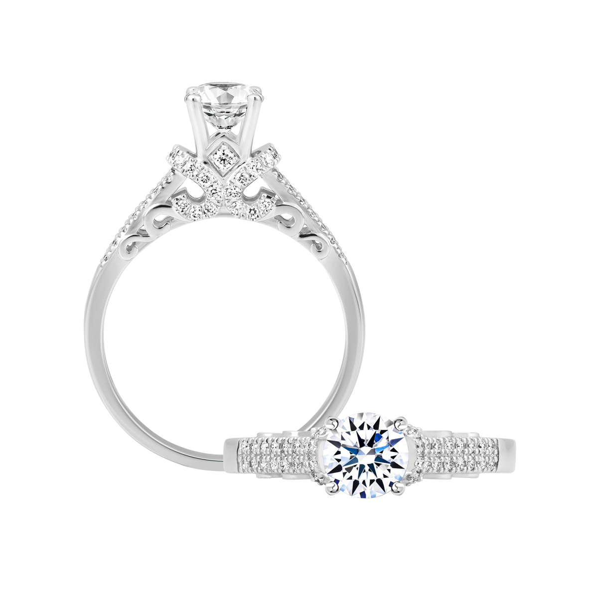 Ổ nhẫn nữ kim cương tấm vàng 14K Effulgence 5C