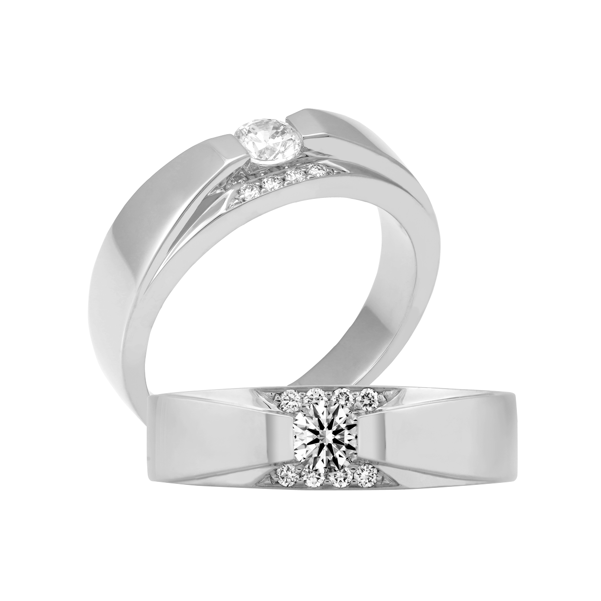 Nhẫn nam kim cương tấm vàng 18K Pinnacle N 2C W