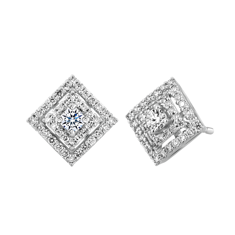 Hoa tai kim cương vàng 14K Setting 9p