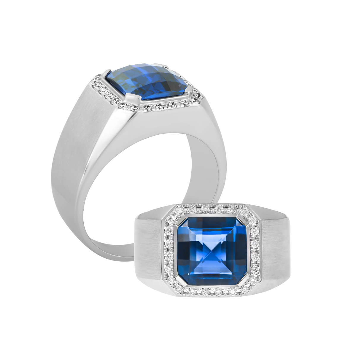 Nhẫn nam kim cương tấm vàng 14K Roundabout S.SAP W