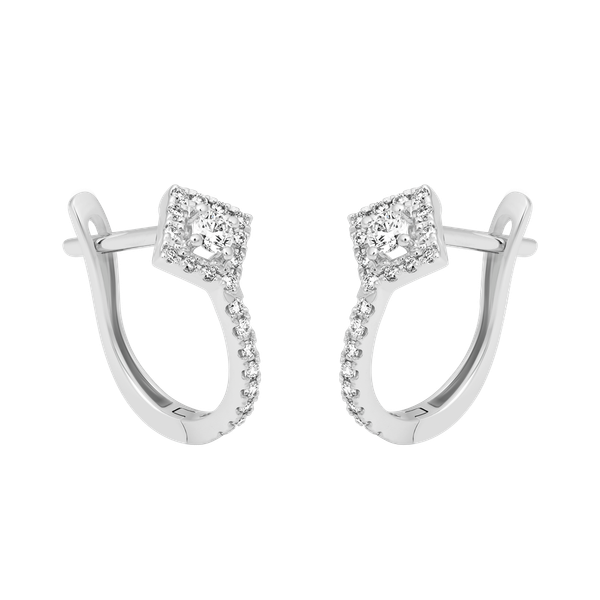 Hoa tai kim cương viên vàng 14K Linky