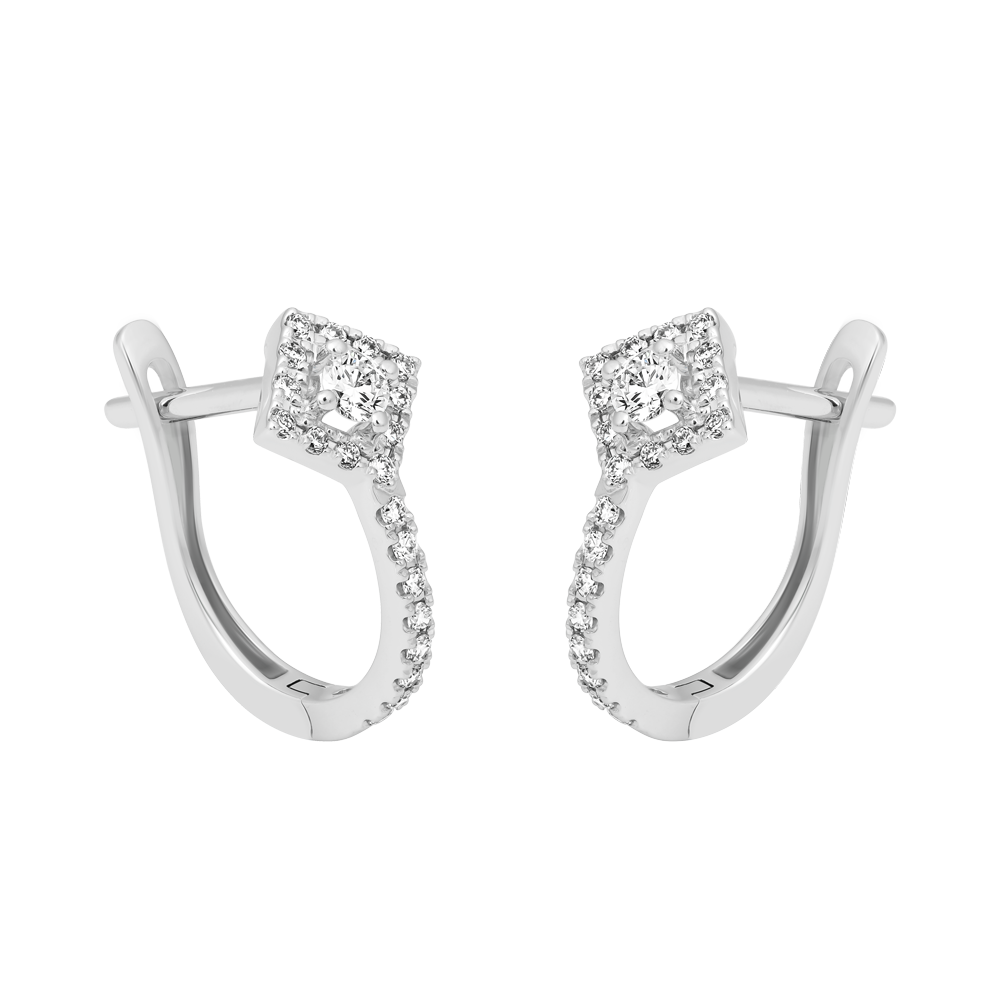 Hoa tai kim cương viên vàng 14K Linky