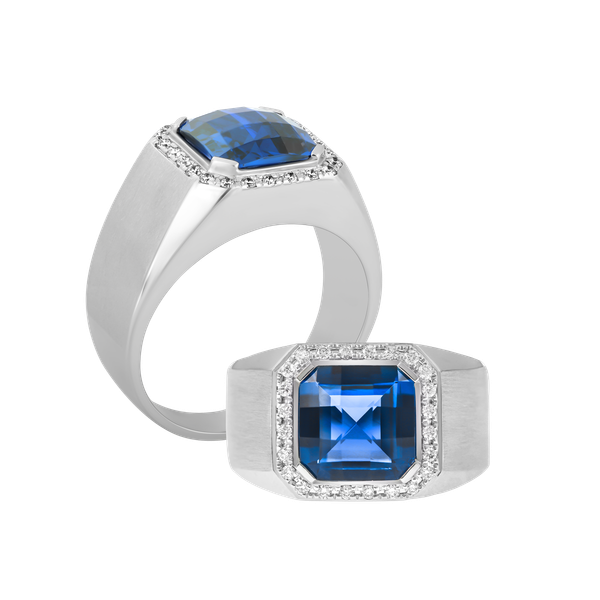 Nhẫn nam kim cương tấm vàng 14K Roundabout S.SAP W GVRG0208087