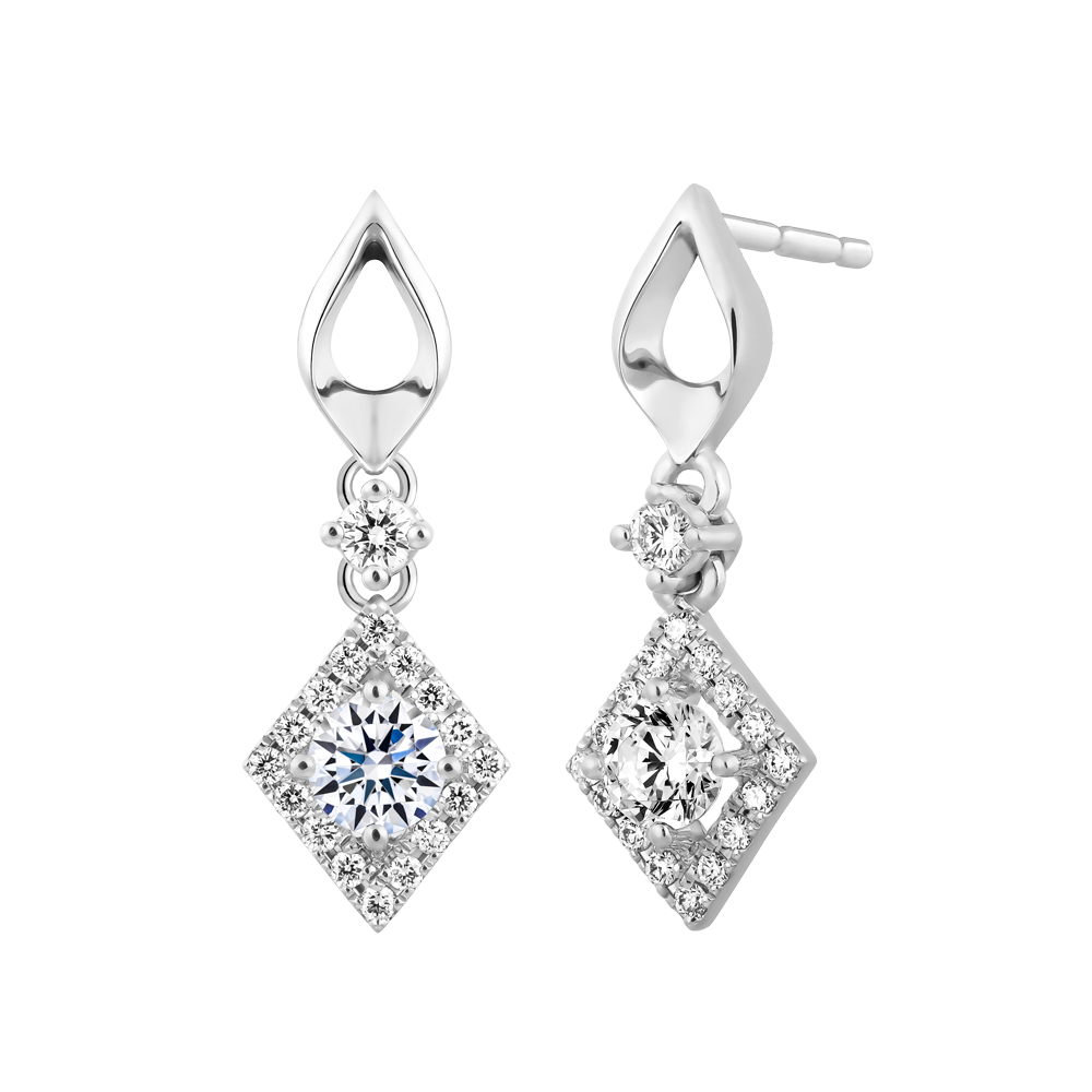 Hoa tai kim cương 8 Hearts & Arrows vàng 14K Eternal Flame N H&A 2C GVER0089486