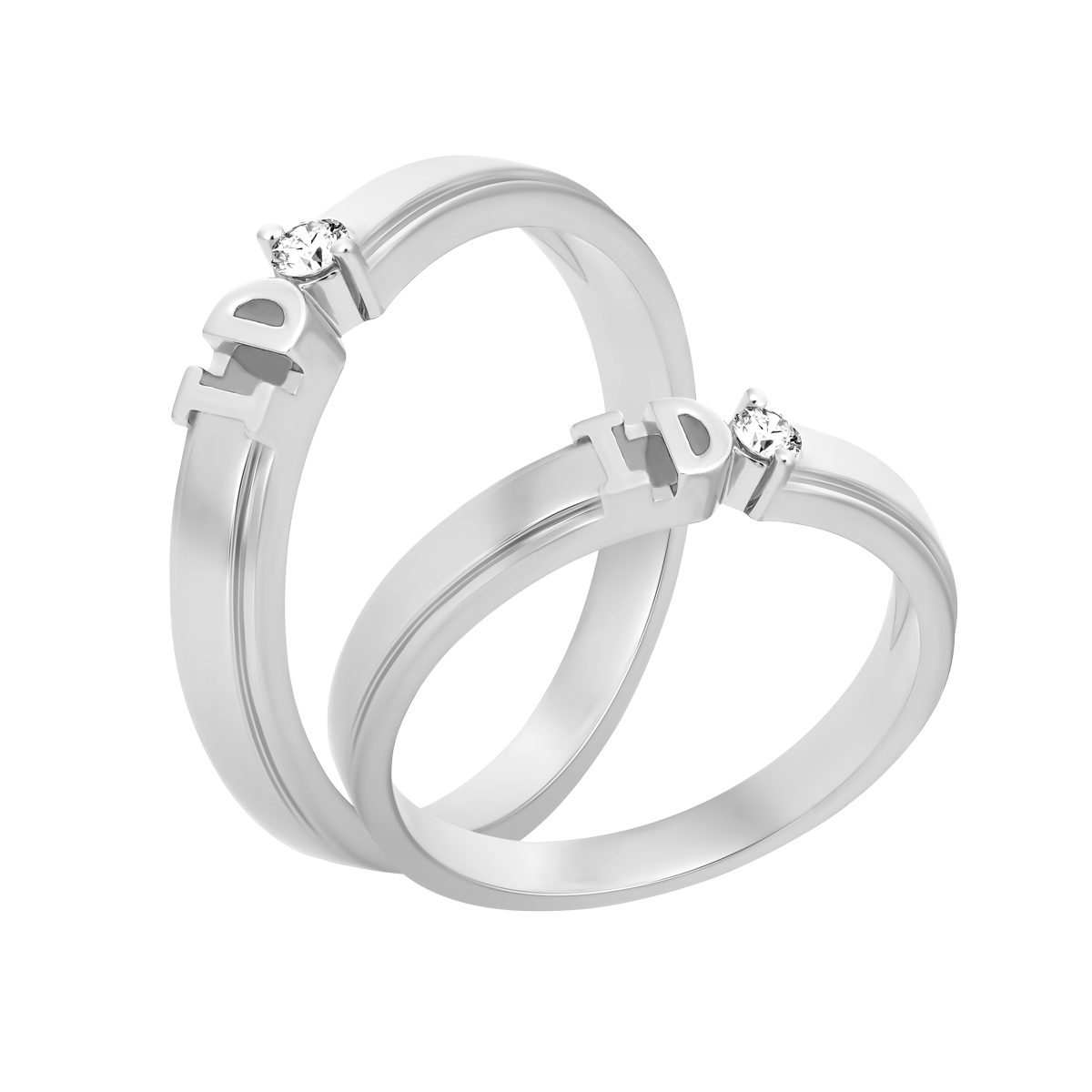 Nhẫn cưới nữ kim cương viên vàng 14K I do M