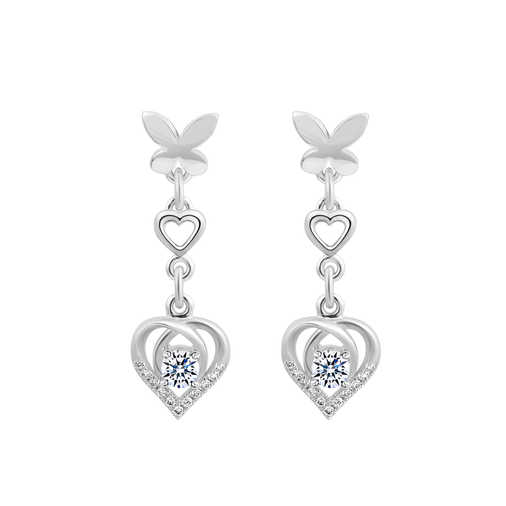 Hoa tai đính đá CZ vàng 14K Sweeting Heart