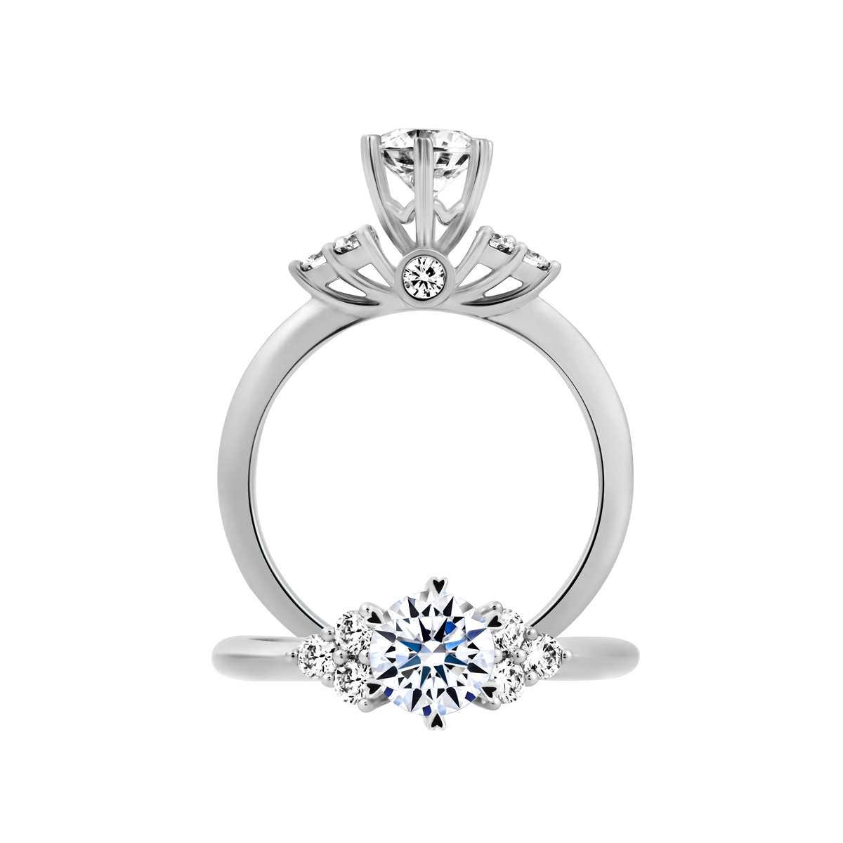 Ổ nhẫn nữ kim cương tấm vàng 14K Catherine 5C