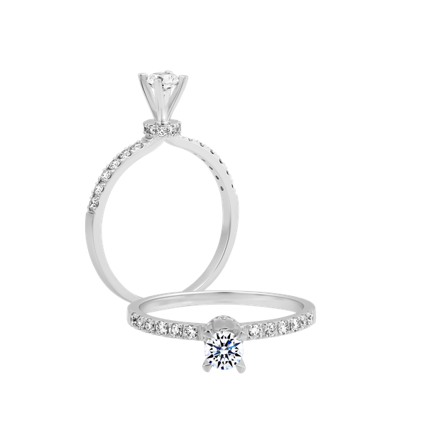 Nhẫn nữ kim cương 8 Hearts & Arrows vàng 14K Flarity H&A 2C
