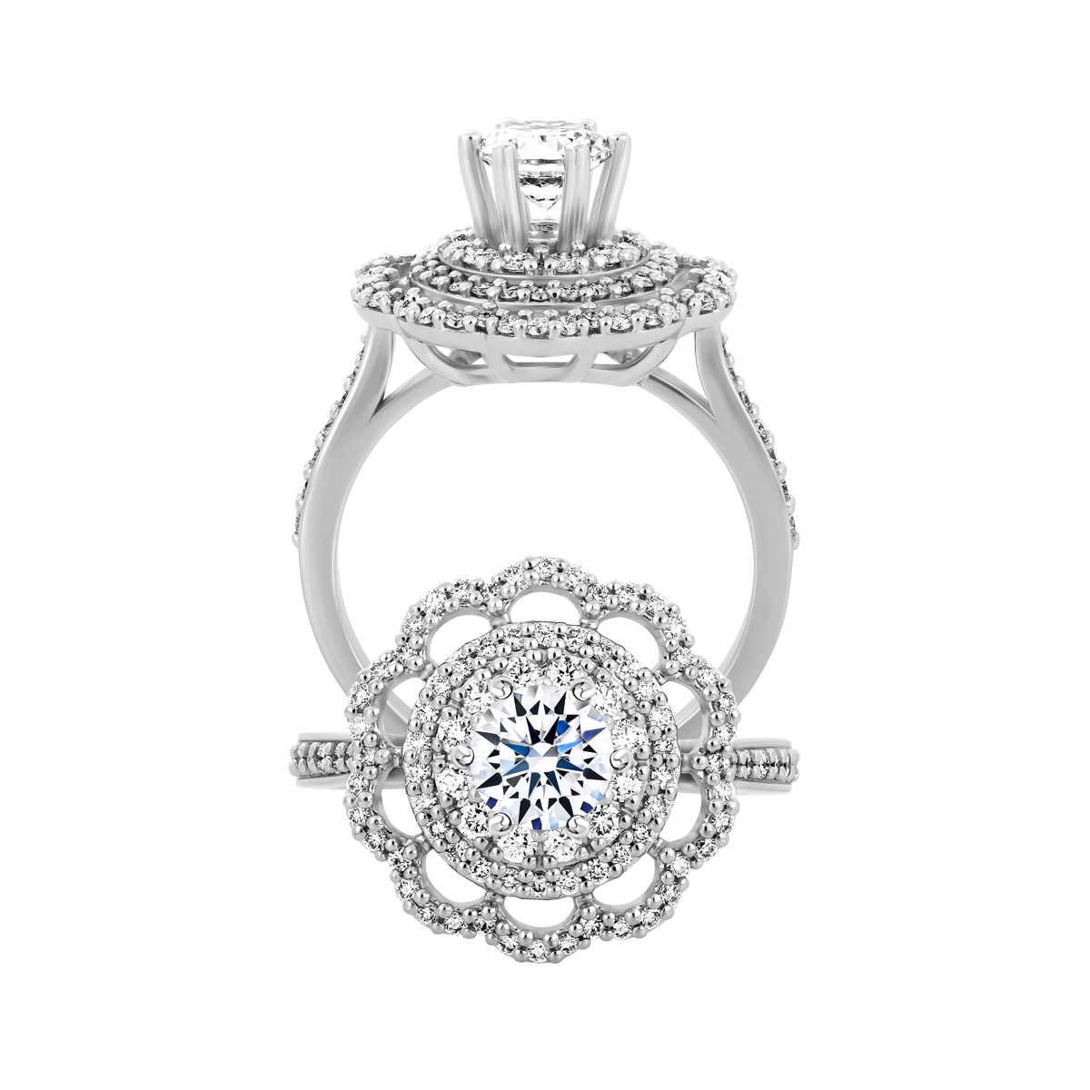 Nhẫn nữ kim cương tấm vàng 14K Sunflower 5C