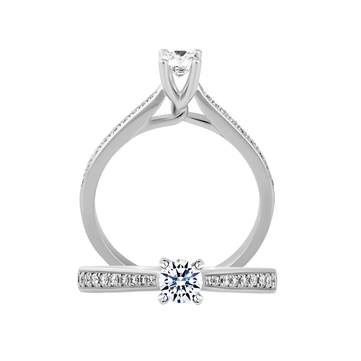 Nhẫn nữ kim cương 8 Hearts & Arrows vàng 14K Flexibility H&A 2C GVRG0262663