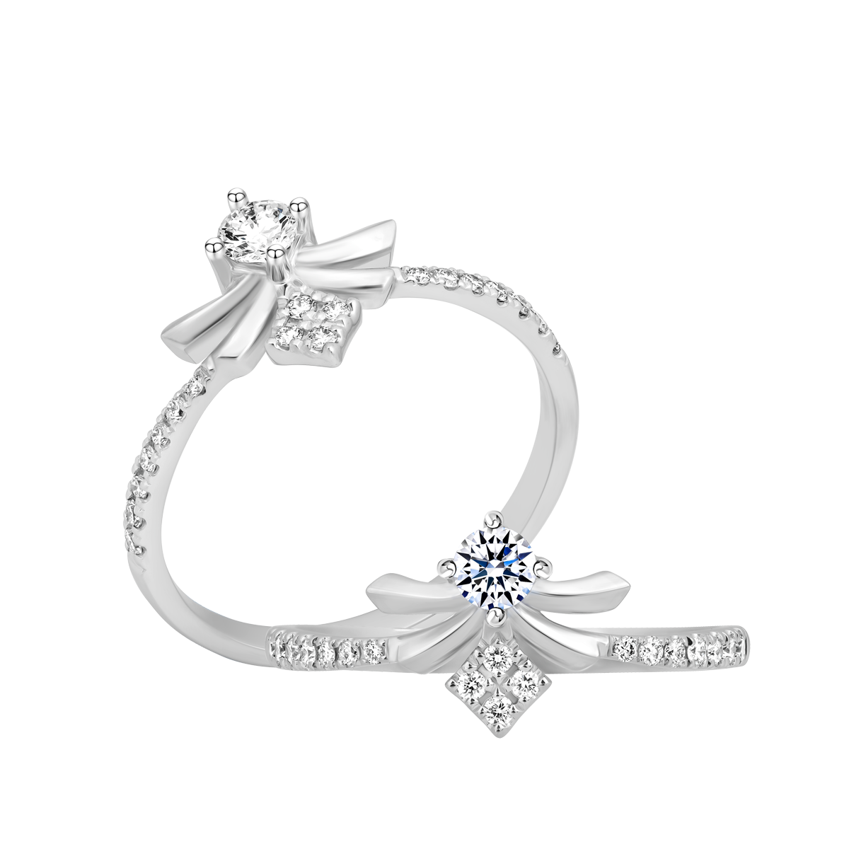 Nhẫn nữ kim cương vàng 14K Dancing 10P