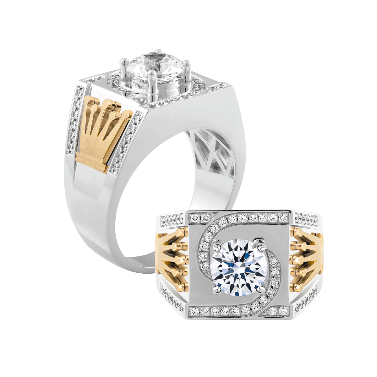 Nhẫn nam kim cương tấm vàng 14K Super V2 1CT WY