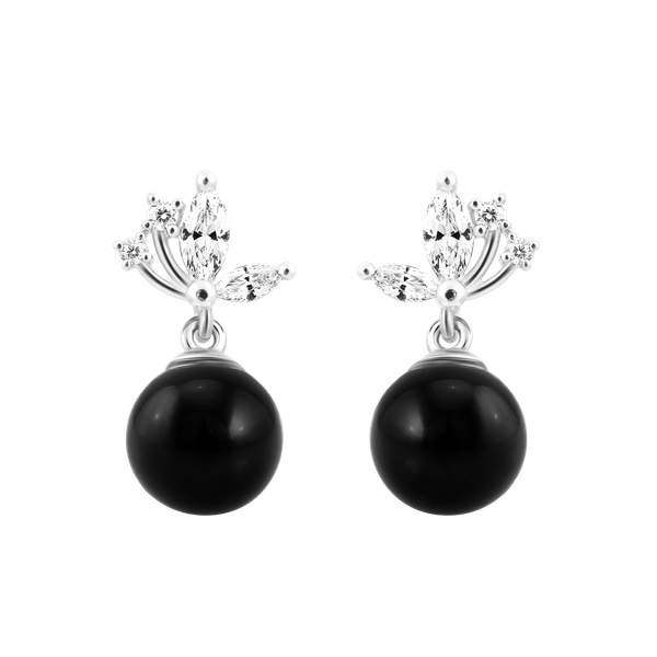 Hoa tai đính đá Onyx vàng 10K Flying Ony